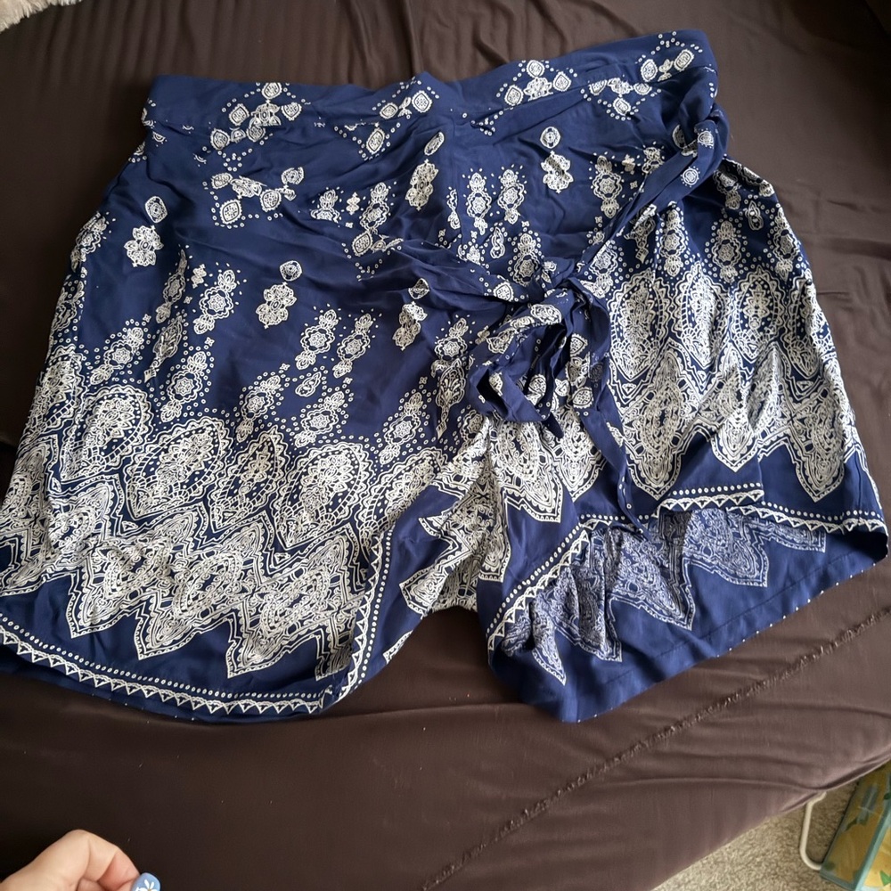 Navy and White Patterned Shorts